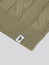 Boys Cable Knit Crew in Mulled Basil