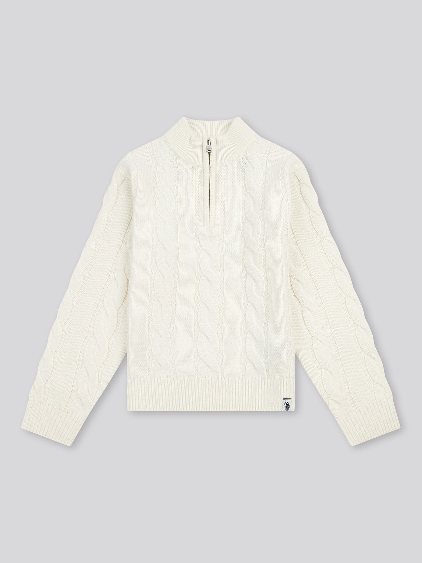 Boys Cable Knit Funnel in Whisper White