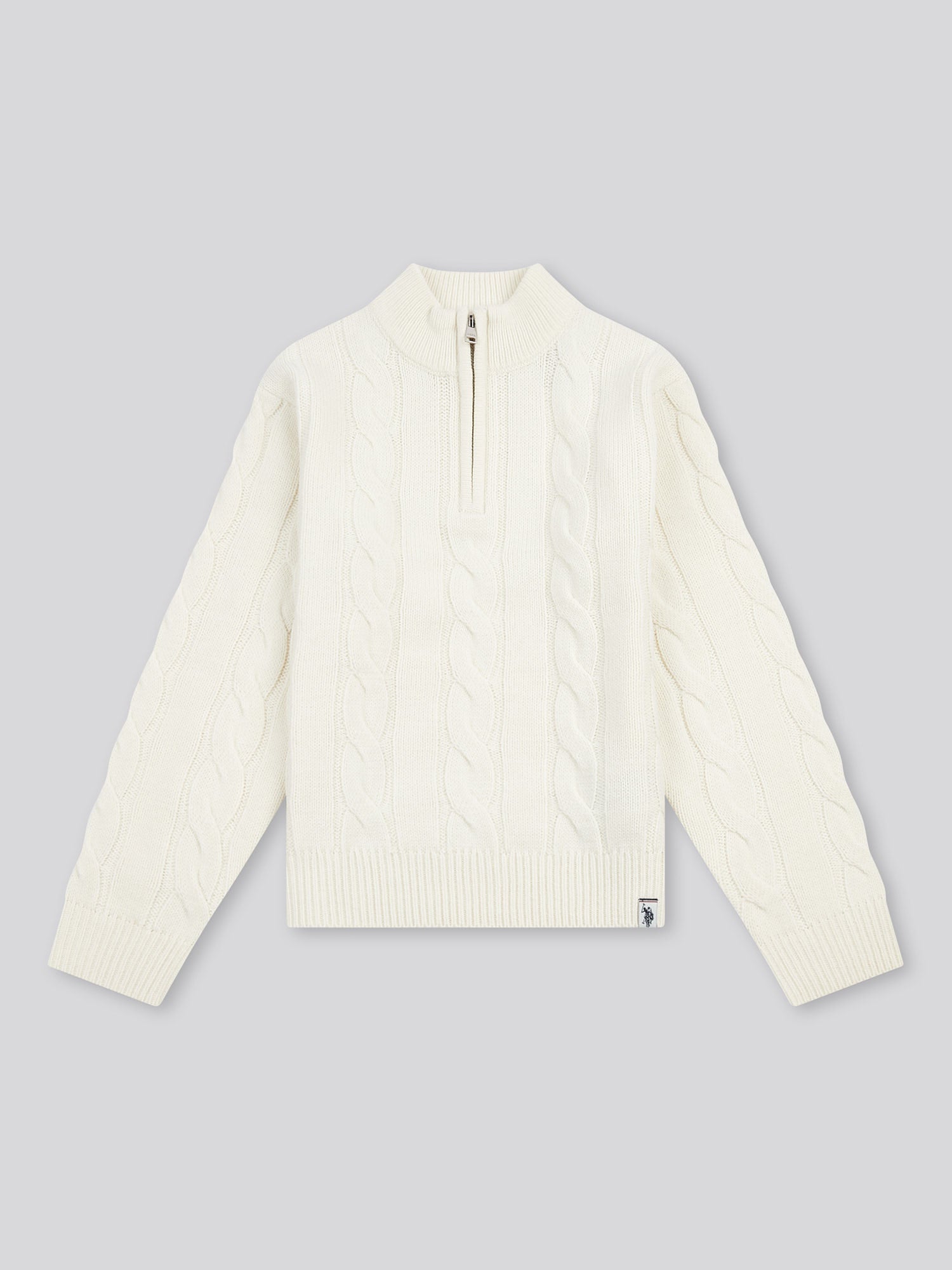 Boys Cable Knit Funnel in Whisper White