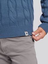 Boys Cable Knit Funnel in Vintage Indigo
