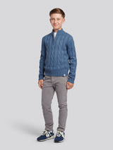 Boys Cable Knit Funnel in Vintage Indigo