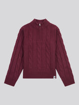 Boys Cable Knit Funnel in Grape Wine