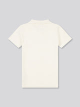 Boys Waffle Texture Open Collar Polo Shirt in Whisper White