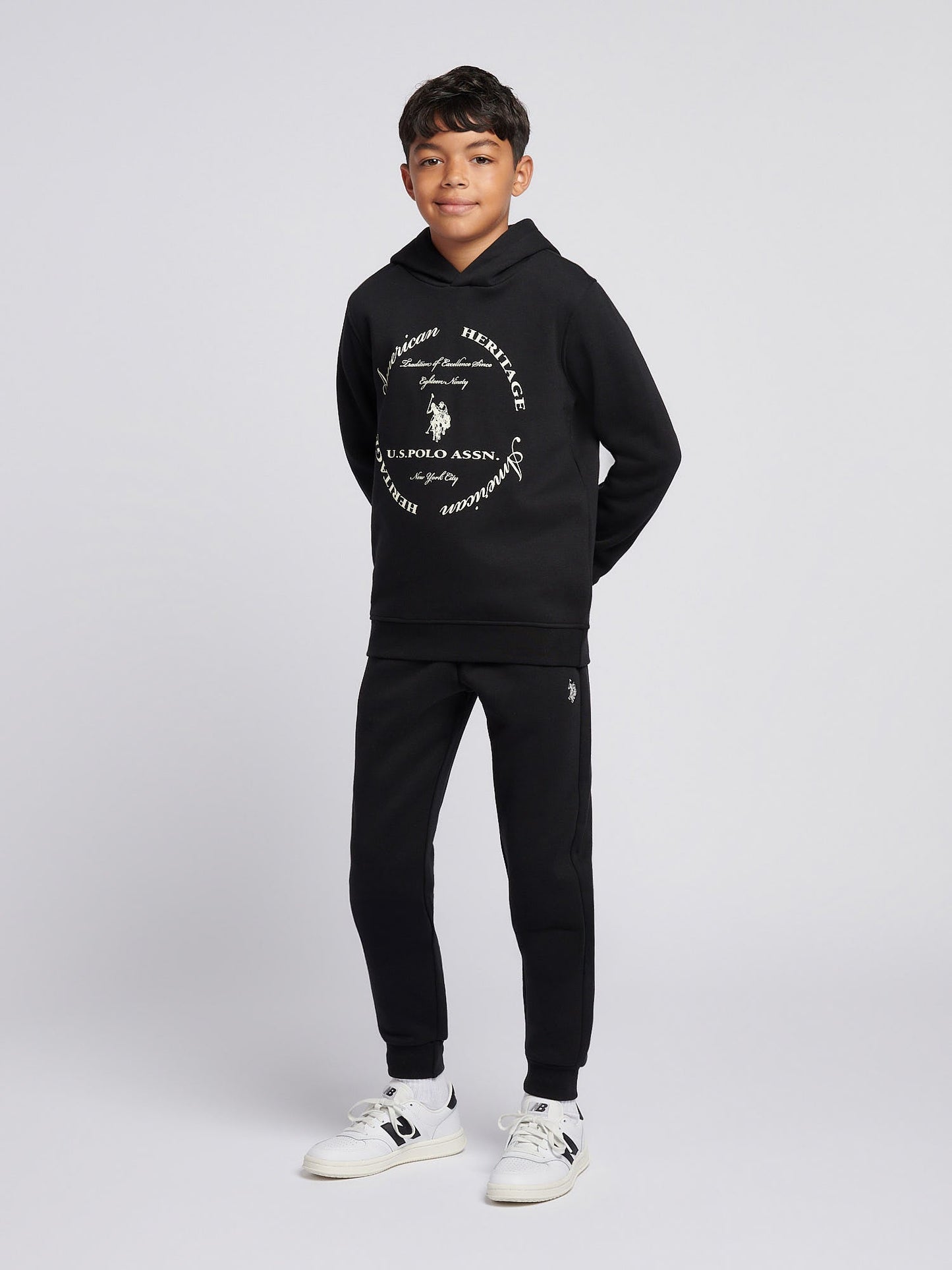 Boys Circle Graphic Hoodie & Jogger Set in Black