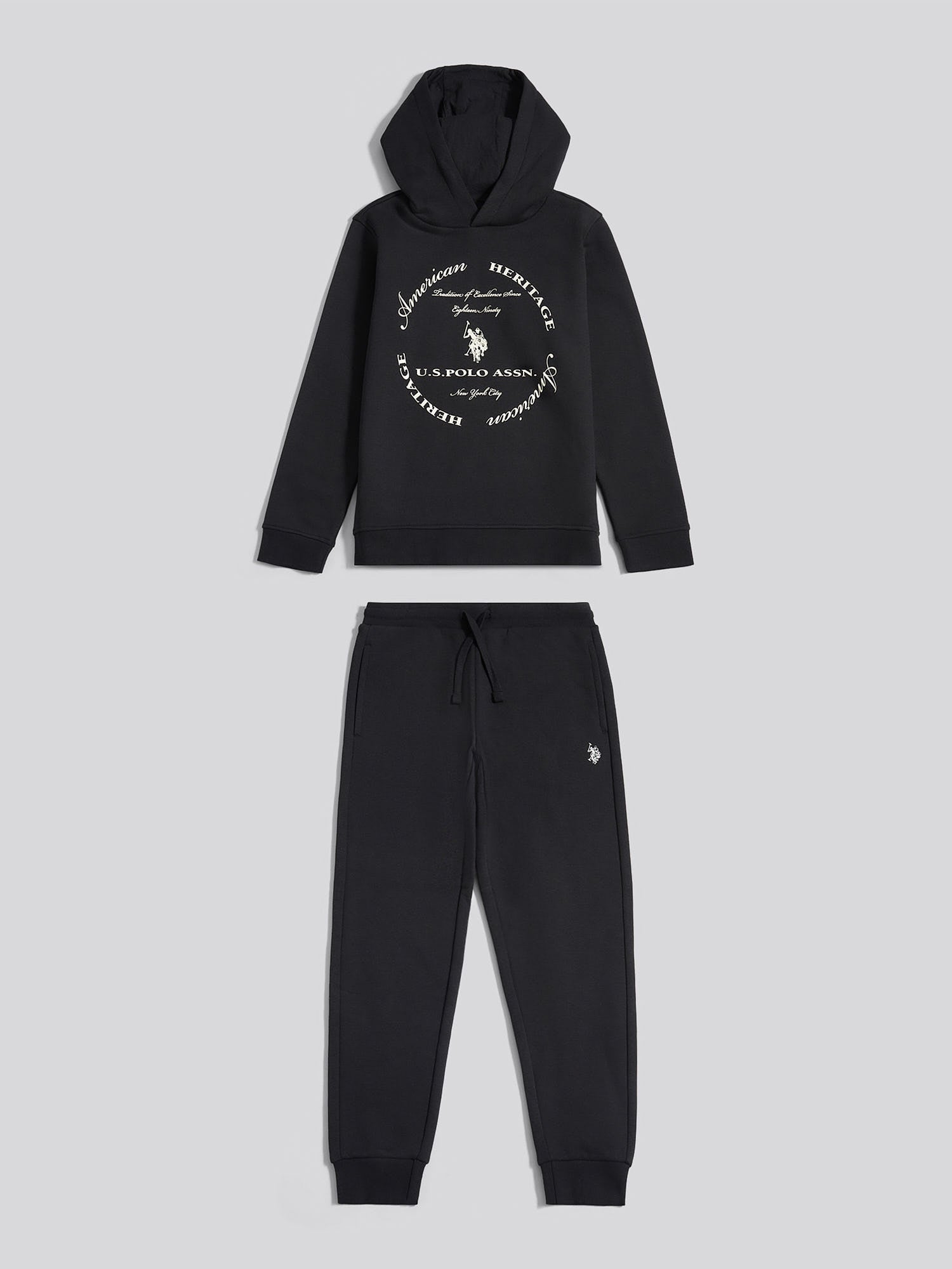 Boys Circle Graphic Hoodie & Jogger Set in Black