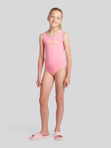 Girls Script Swimsuit in Morning Glory