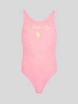 Girls Script Swimsuit in Morning Glory