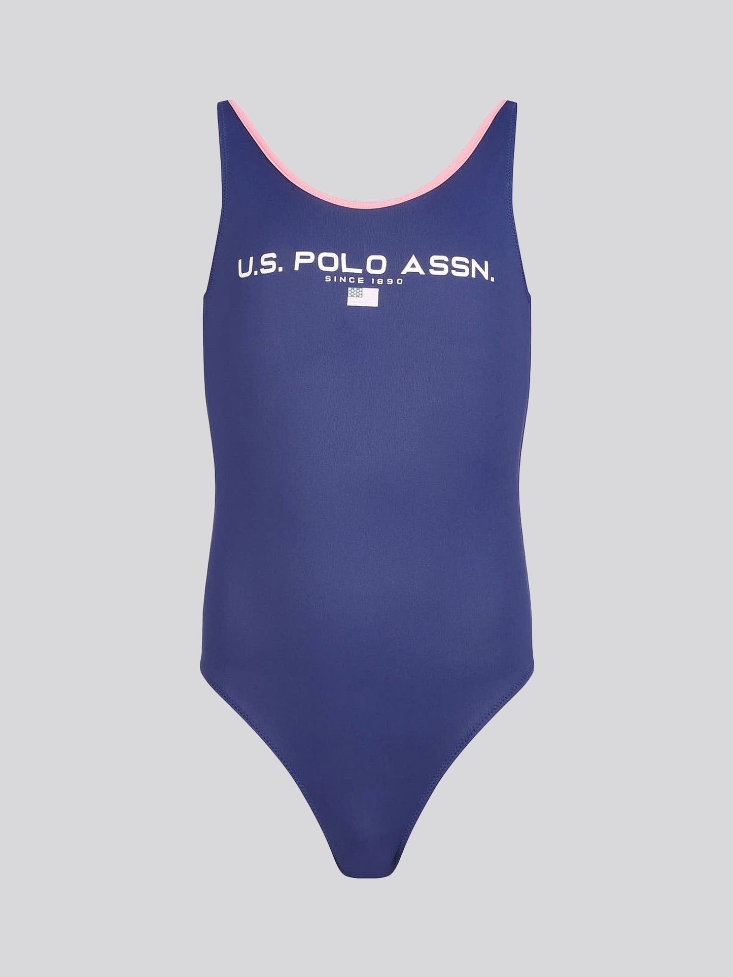 Girls Sport Logo Swimsuit in Medieval Blue