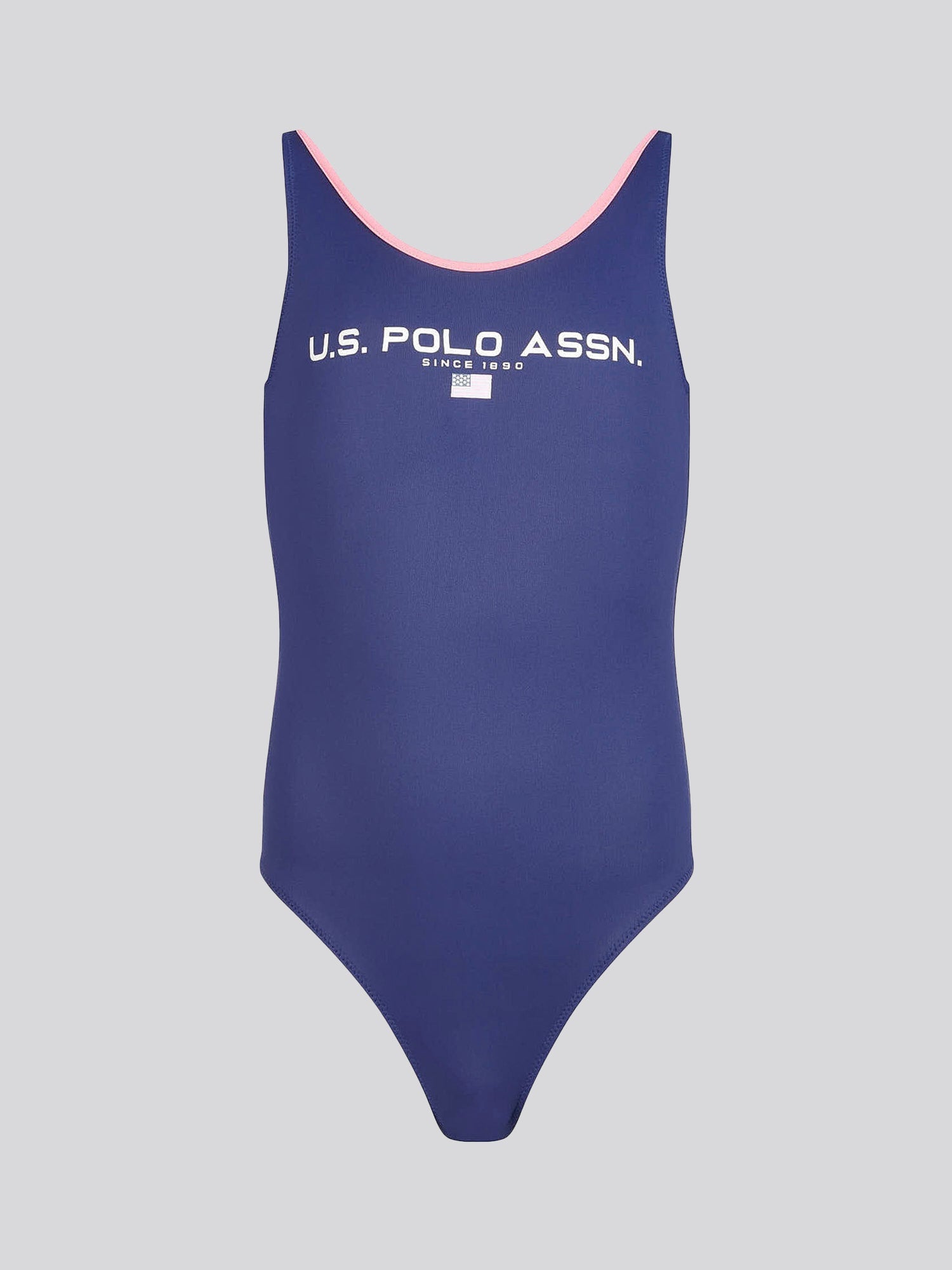 Girls Sport Logo Swimsuit in Medieval Blue