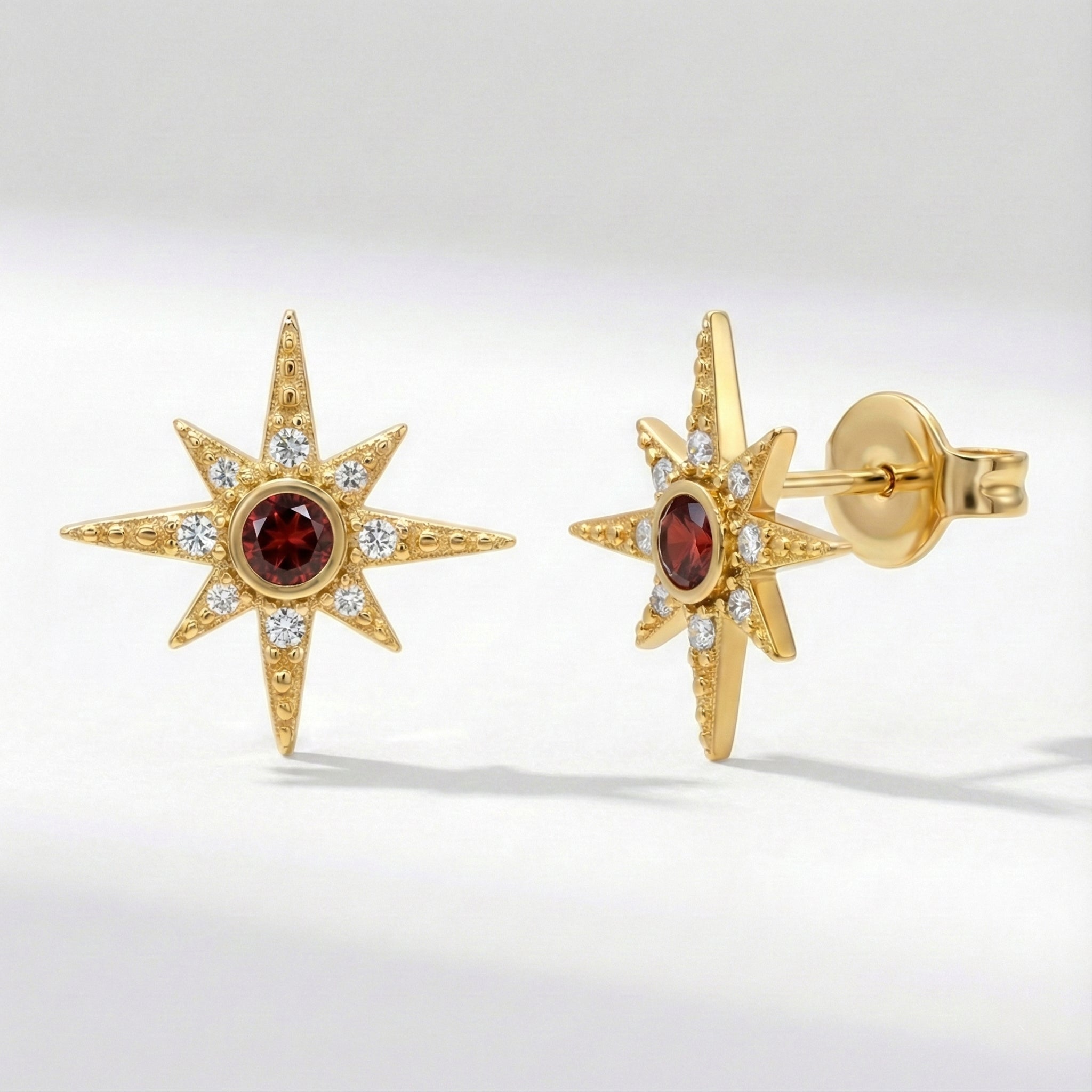 Ursa Birthstone Star Stud Earrings | 18K Gold Plated