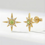 Ursa Birthstone Star Stud Earrings | 18K Gold Plated