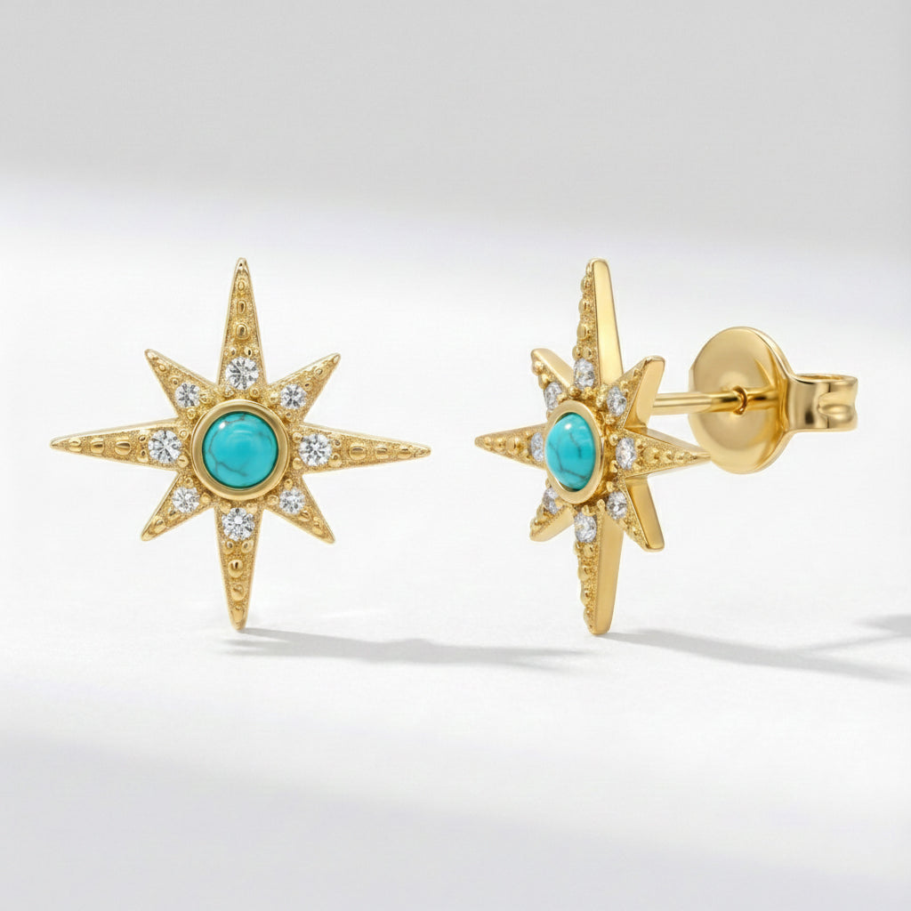 Ursa Birthstone Star Stud Earrings | 18K Gold Plated