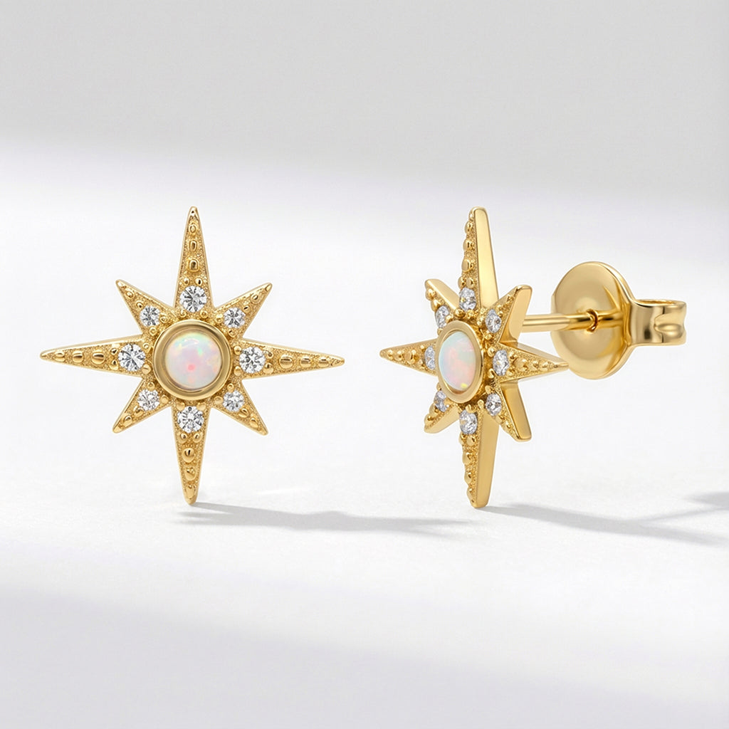 Ursa Birthstone Star Stud Earrings | 18K Gold Plated