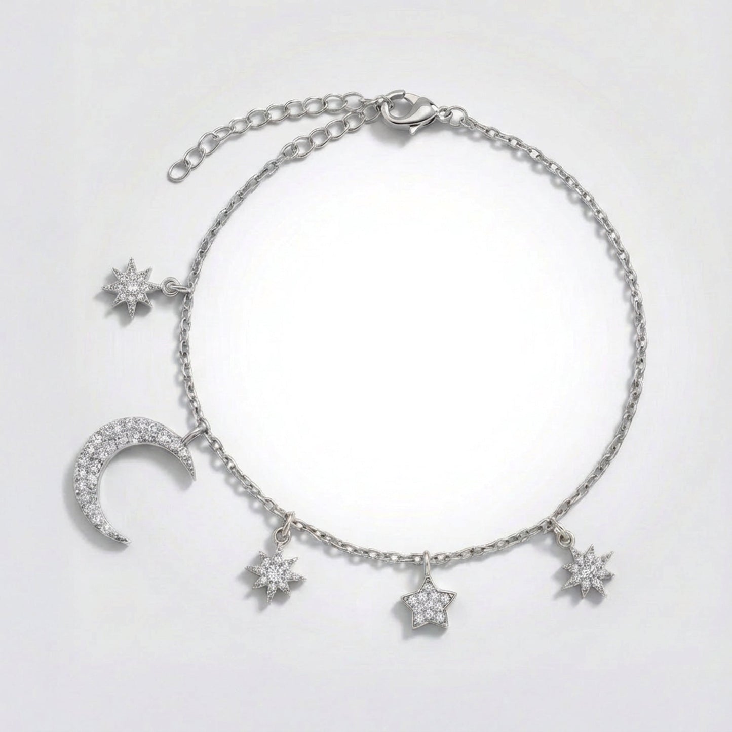 Vega Moon & Star Charm Bracelet | Silver