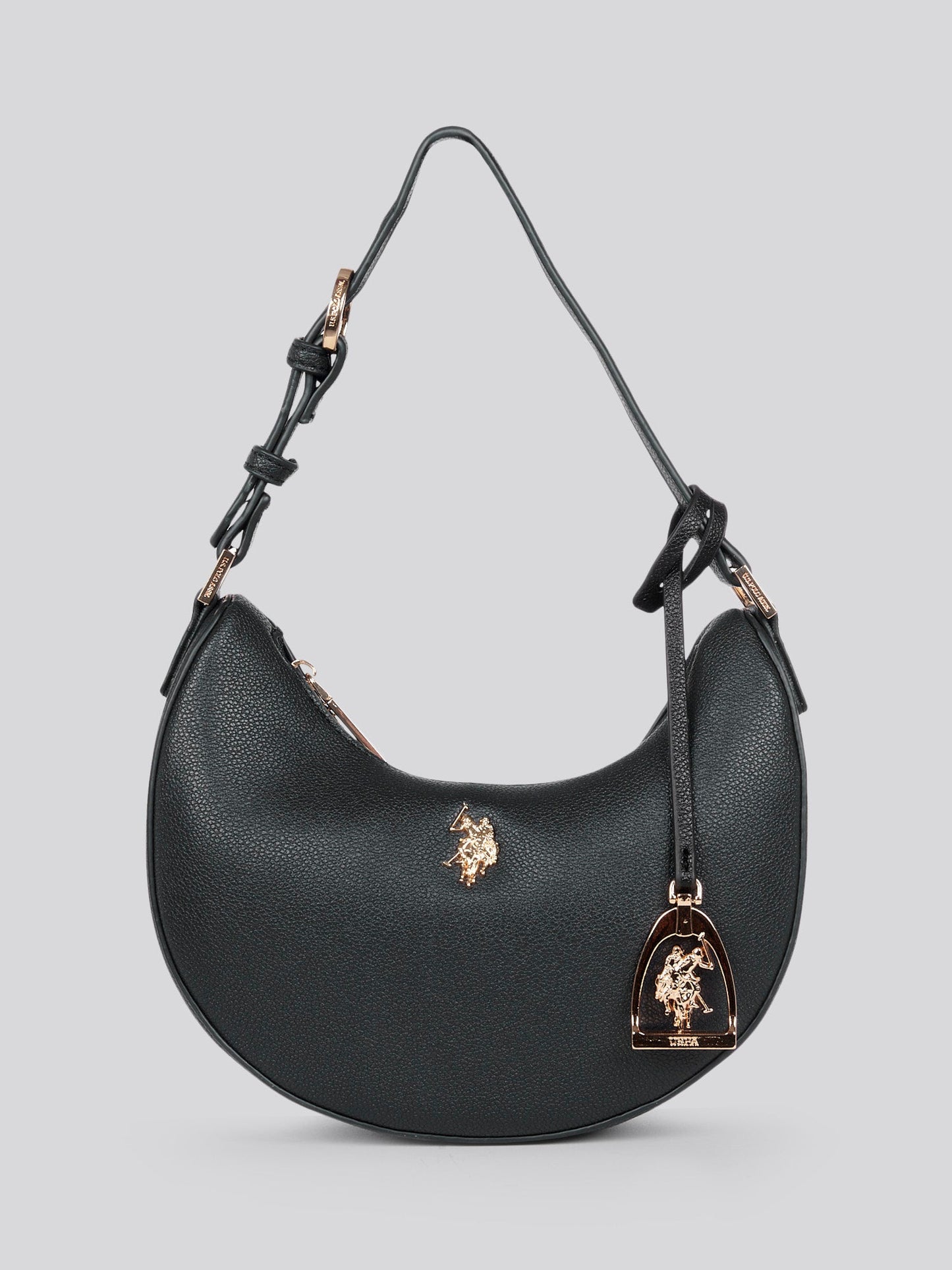 U.S. Polo Assn. Womens Jones Small Round Hobo Bag in Black