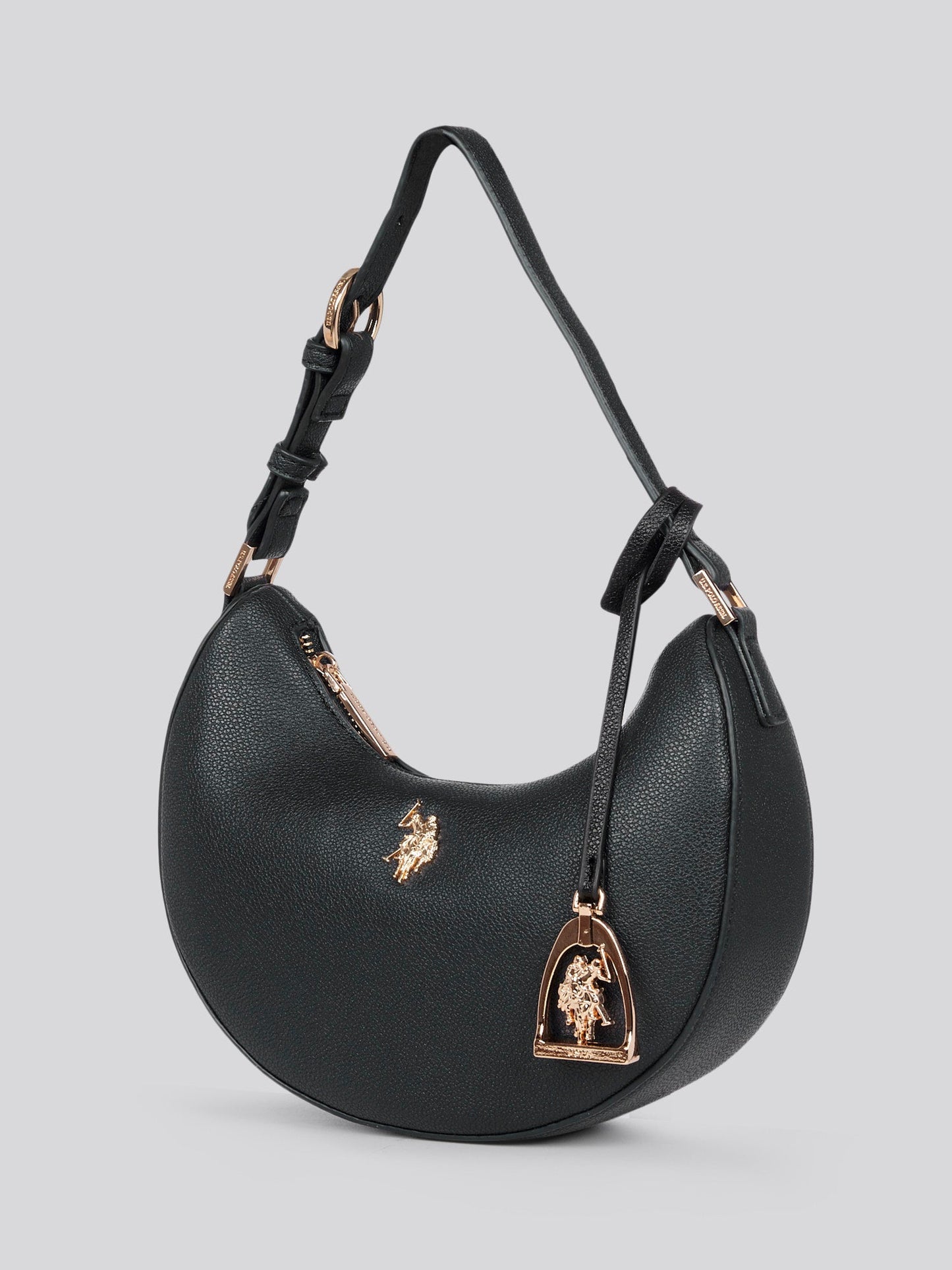 U.S. Polo Assn. Womens Jones Small Round Hobo Bag in Black