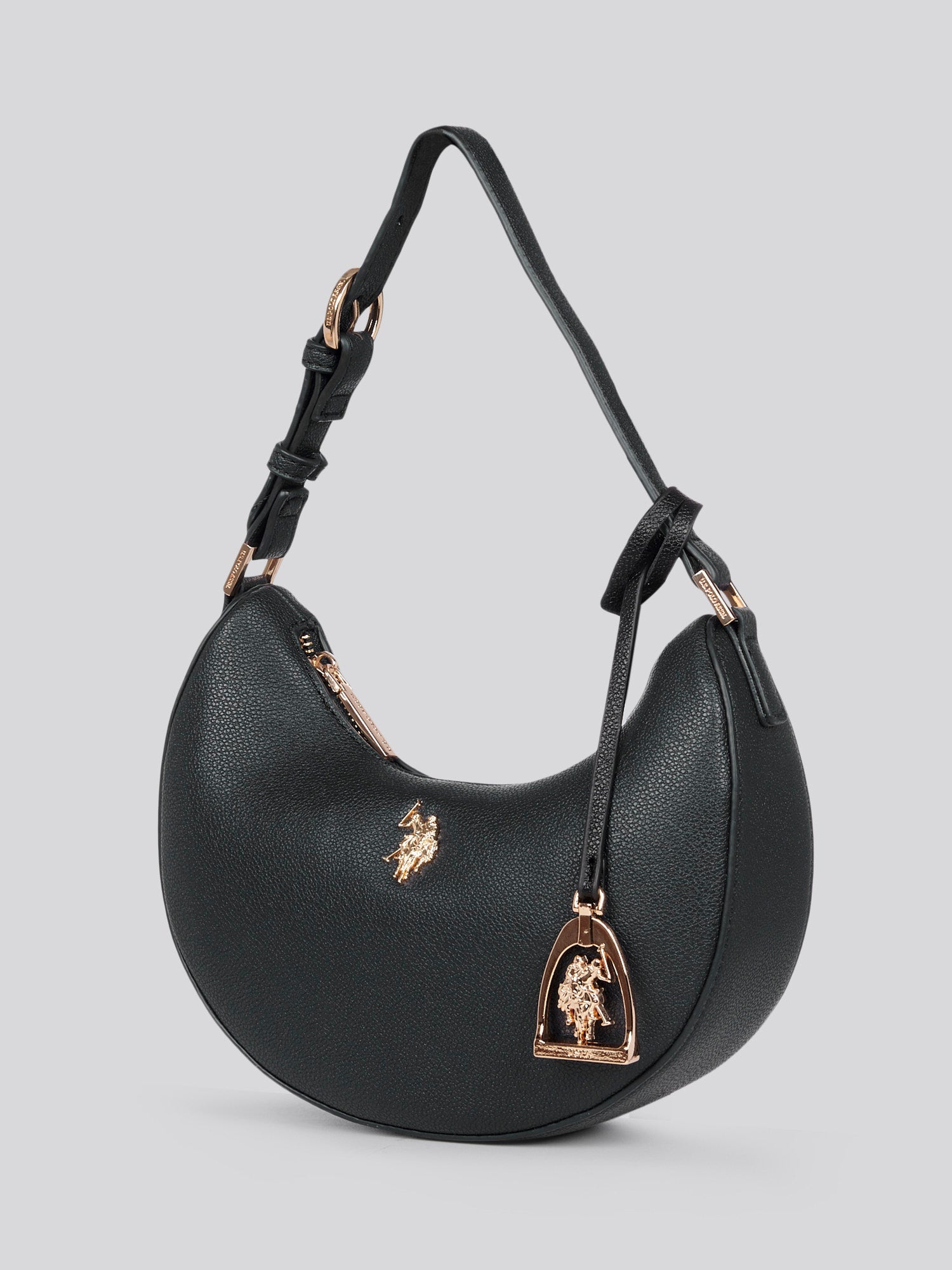 U.S. Polo Assn. Womens Jones Small Round Hobo Bag in Black