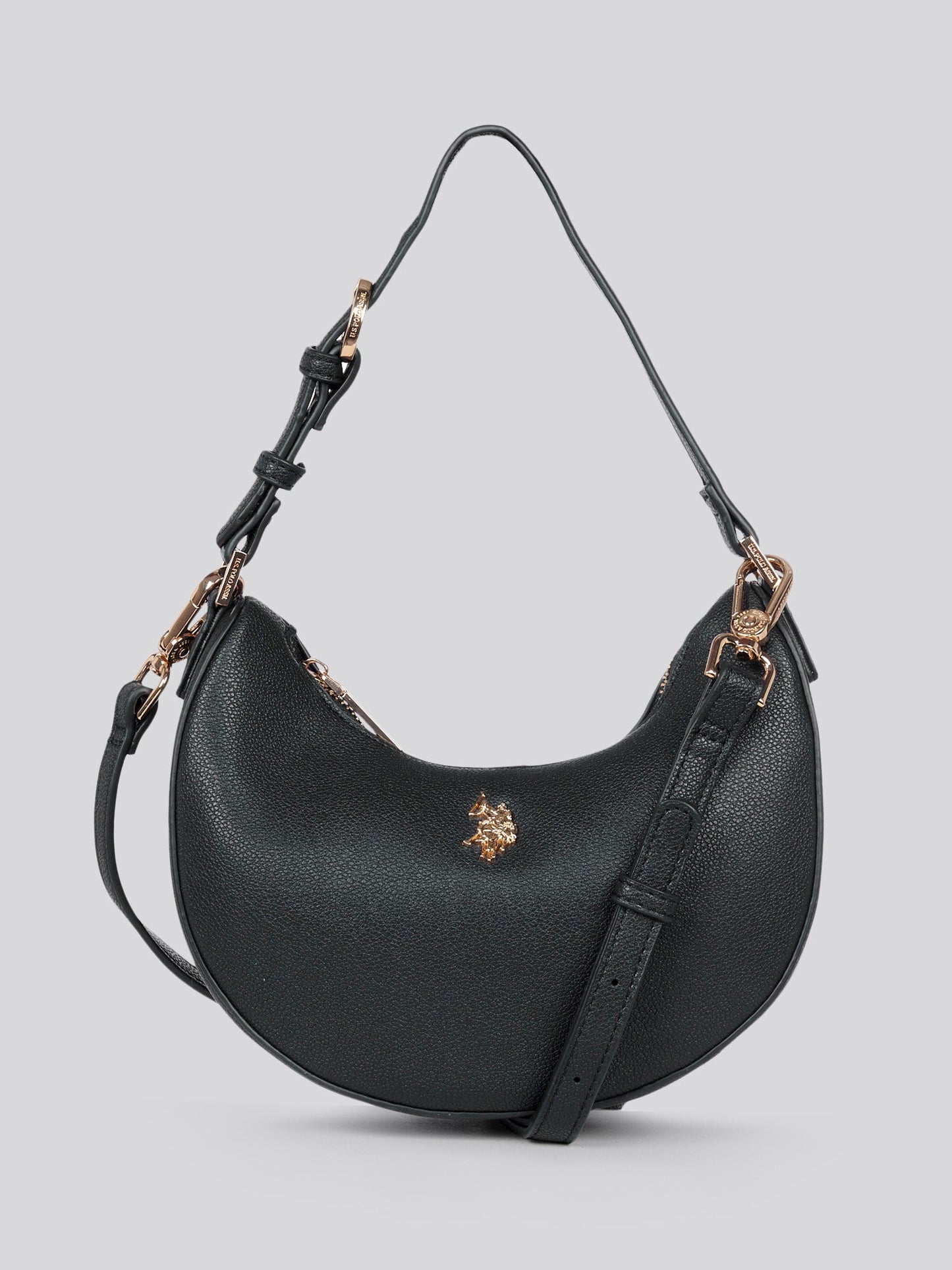 U.S. Polo Assn. Womens Jones Small Round Hobo Bag in Black