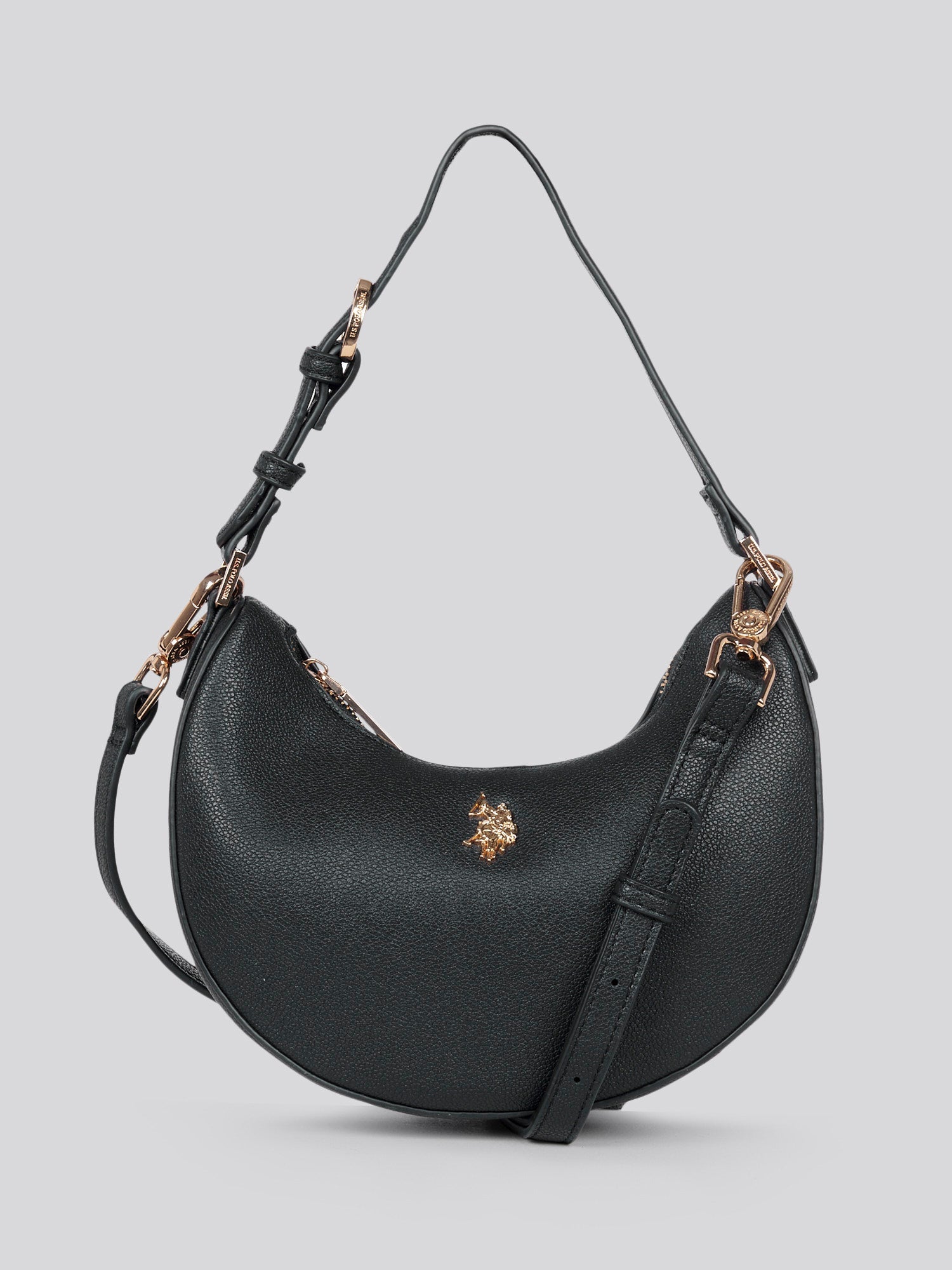 U.S. Polo Assn. Womens Jones Small Round Hobo Bag in Black