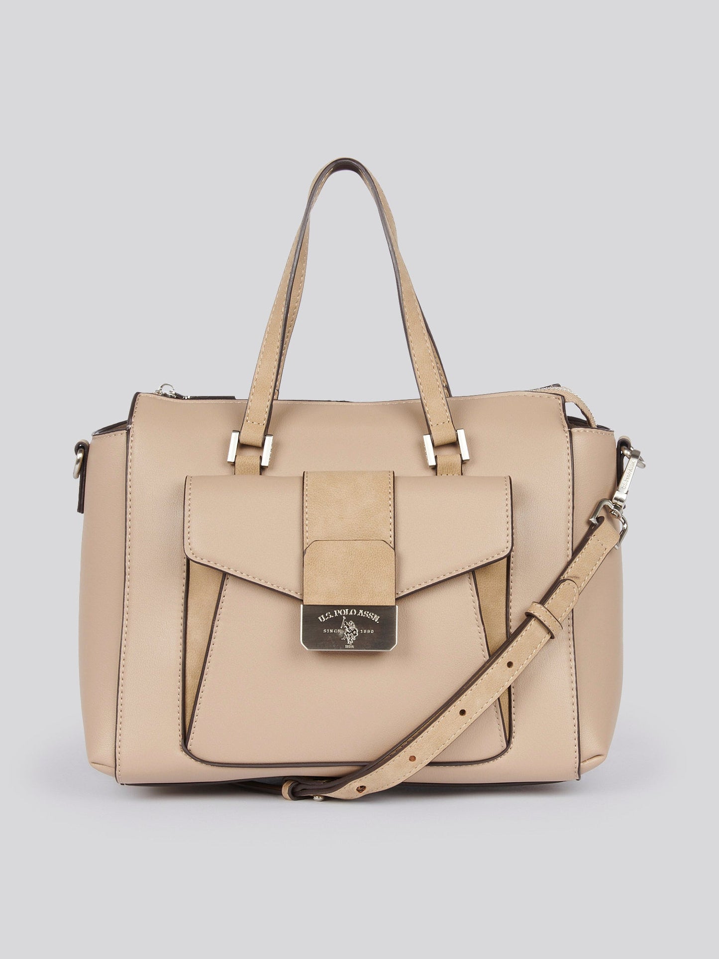 U.S. Polo Assn. Womens Romantic Double Handle Bag in Beige