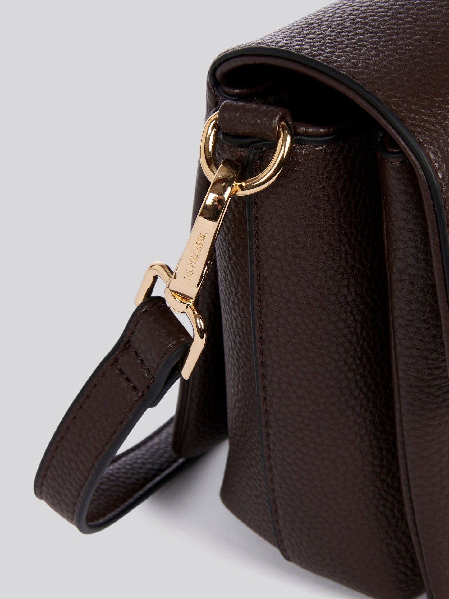 U.S. Polo Assn. Womens Stanford Flap Crossbody Bag in Dark Brown