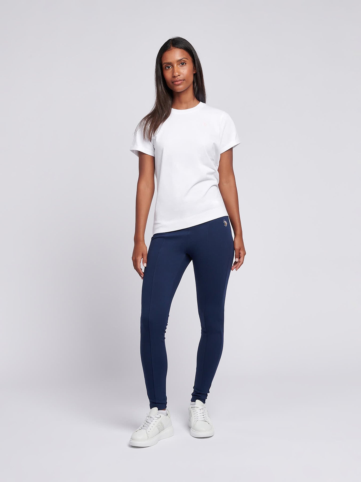 Womens Elastic Waistband Legging Navy Iris