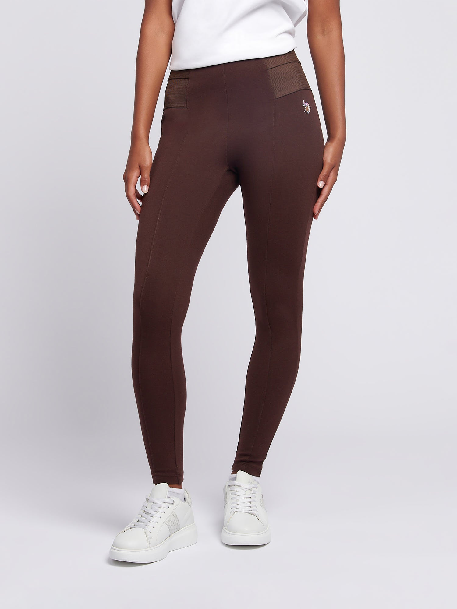 Womens Elastic Waistband Legging Puce