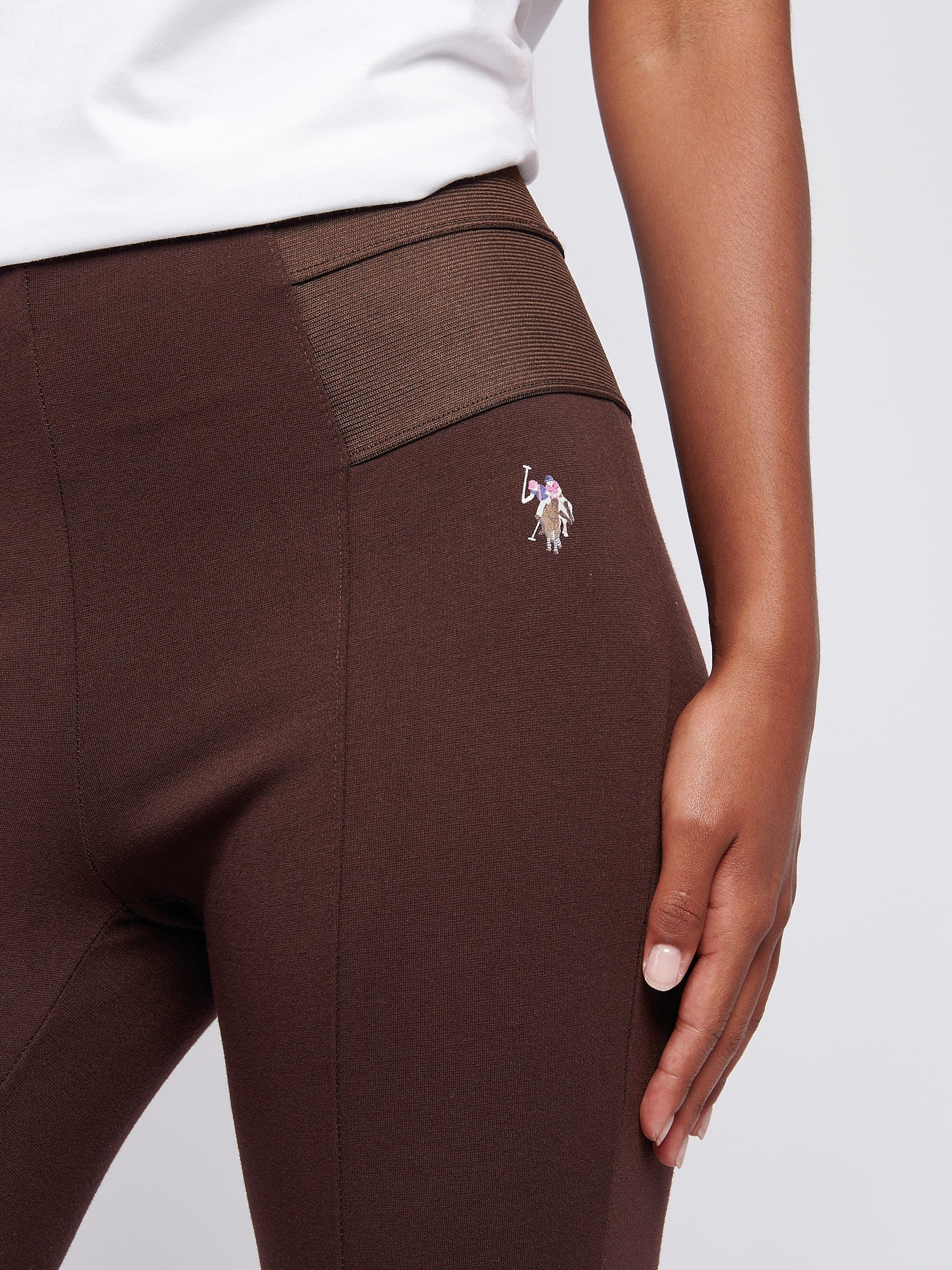 Womens Elastic Waistband Legging Puce