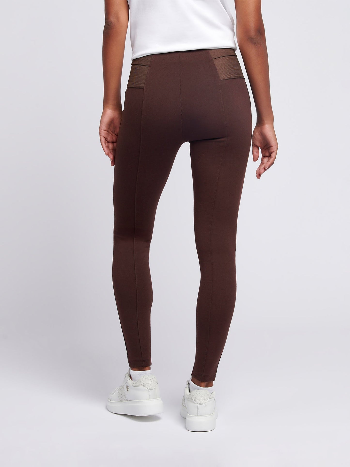 Womens Elastic Waistband Legging Puce
