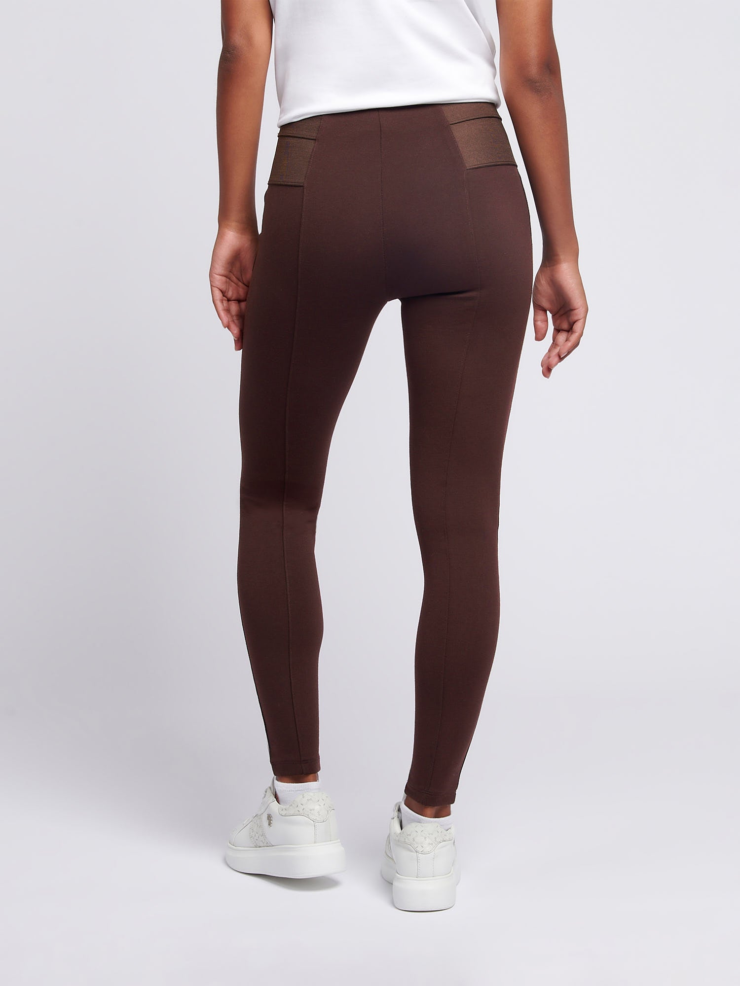Womens Elastic Waistband Legging Puce