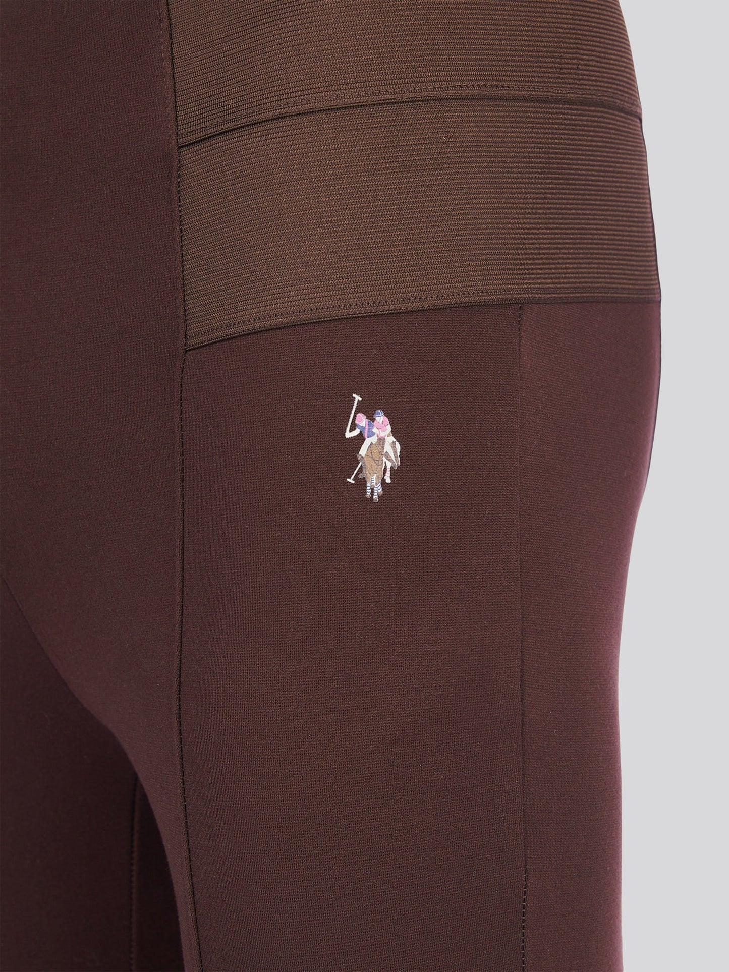 Womens Elastic Waistband Legging Puce