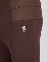 Womens Elastic Waistband Legging Puce