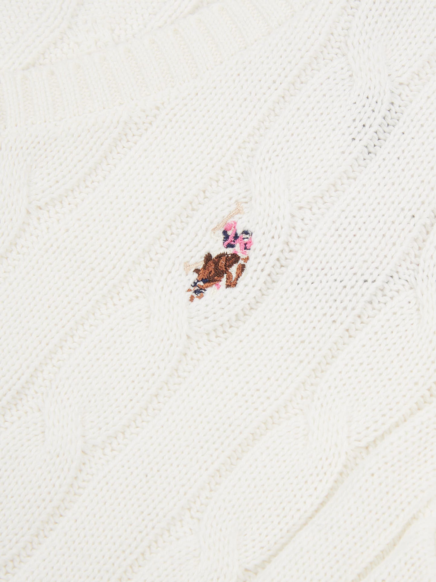 Womens V-Neck Cable Jumper Marshmallow