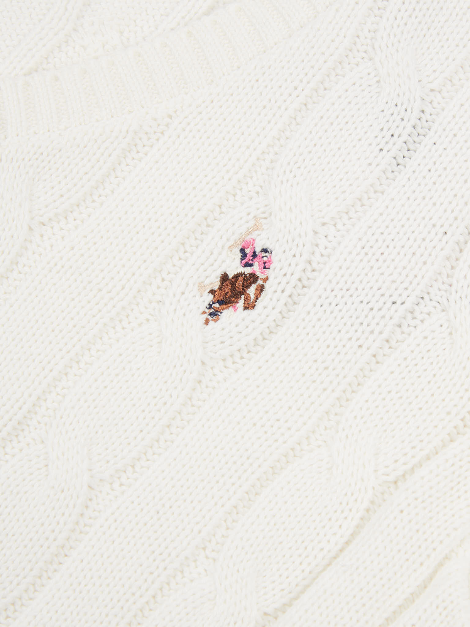 Womens V-Neck Cable Jumper Marshmallow