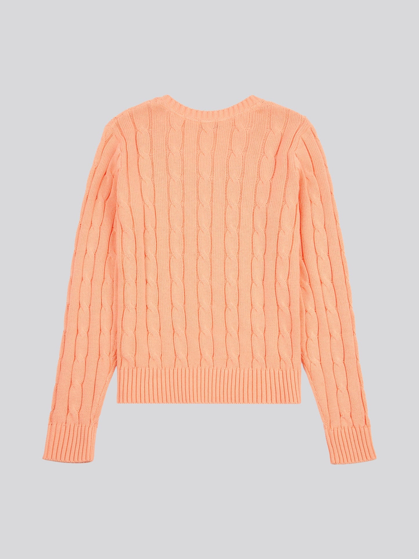 Womens V-Neck Cable Jumper Peach Nectar