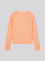 Womens V-Neck Cable Jumper Peach Nectar