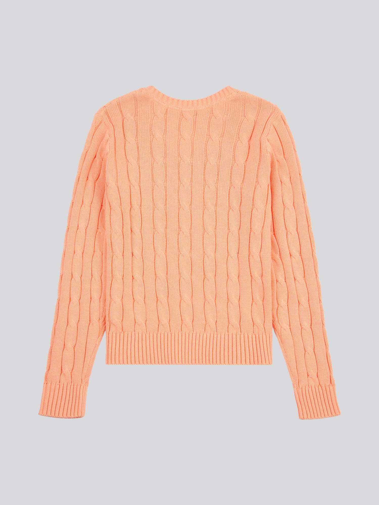 Womens V-Neck Cable Jumper Peach Nectar