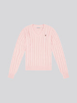 Womens V-Neck Cable Jumper Crystal Rose