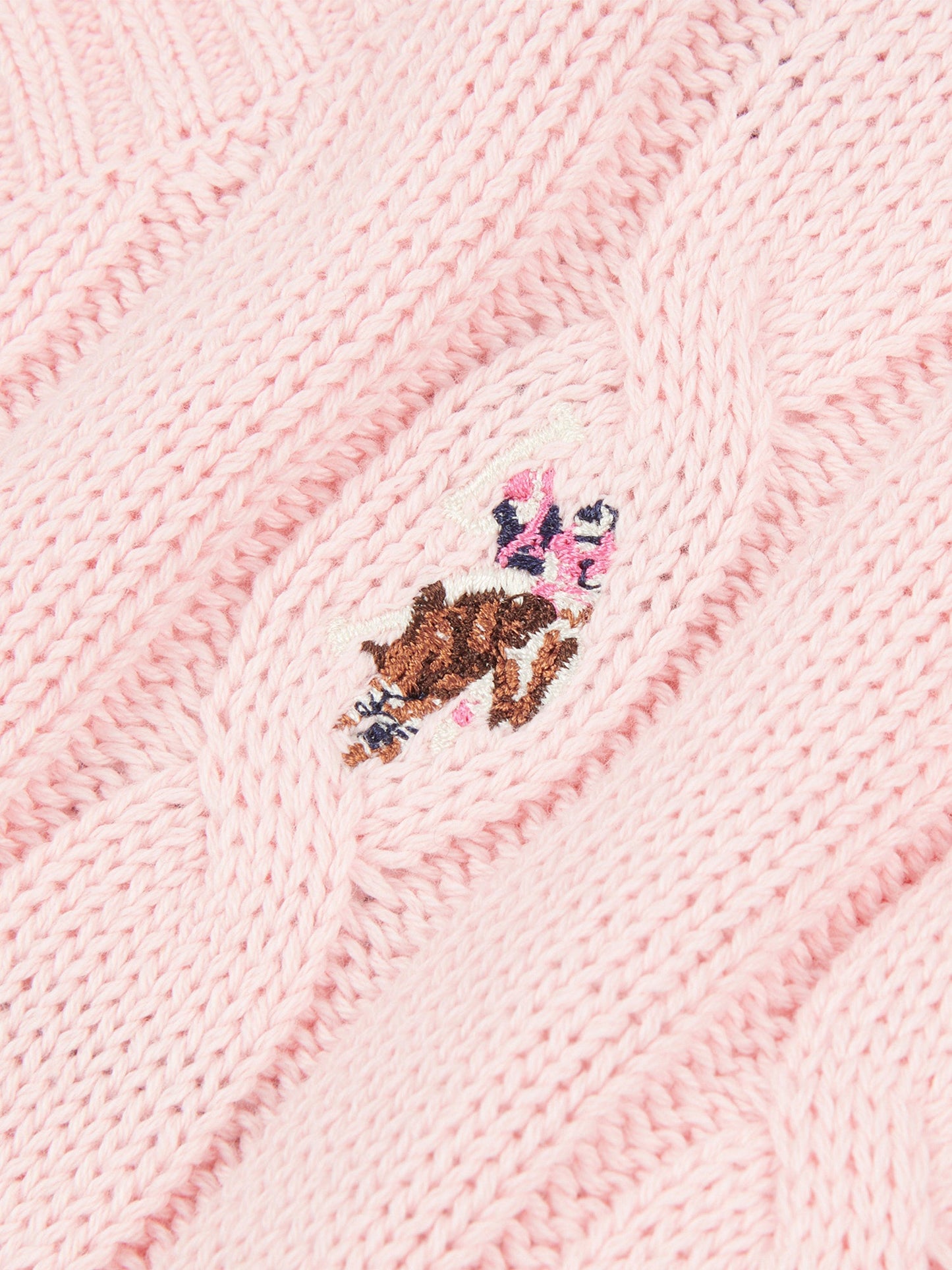Womens V-Neck Cable Jumper Crystal Rose