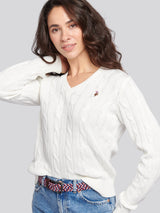 Womens Crew Neck Cable Jumper Marshmallow
