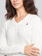 Womens Crew Neck Cable Jumper Marshmallow