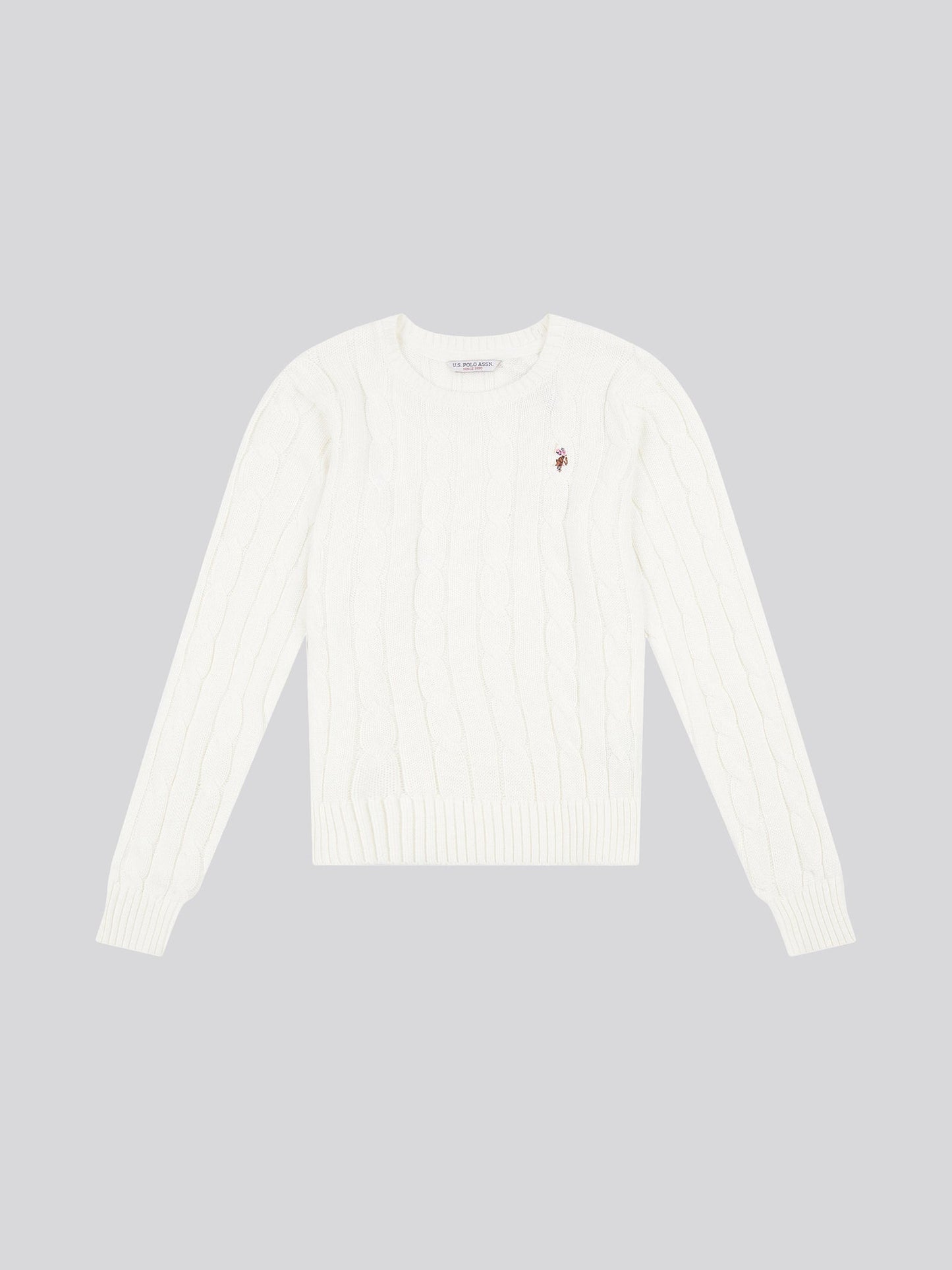 Womens Crew Neck Cable Jumper Marshmallow
