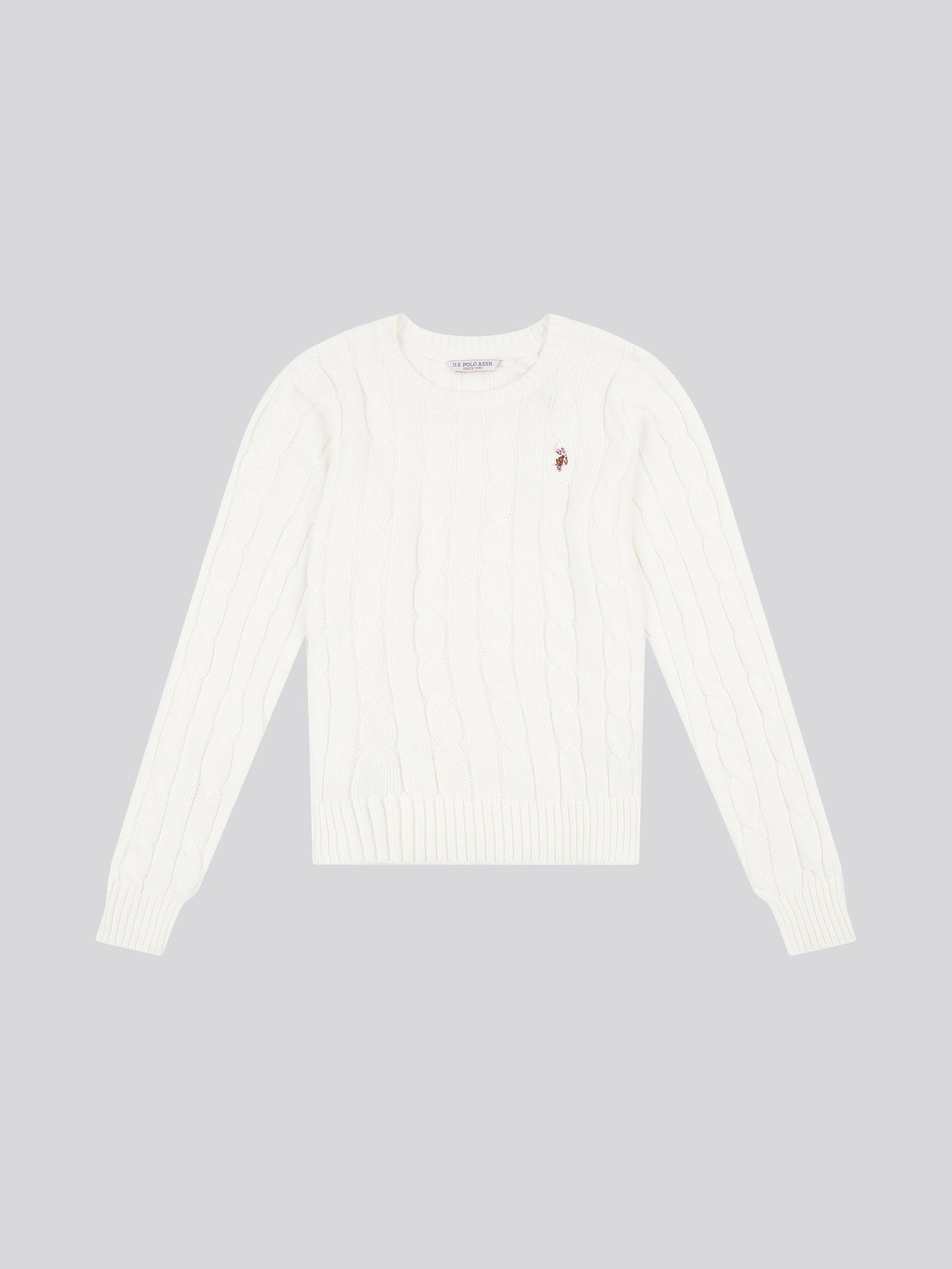 Womens Crew Neck Cable Jumper Marshmallow