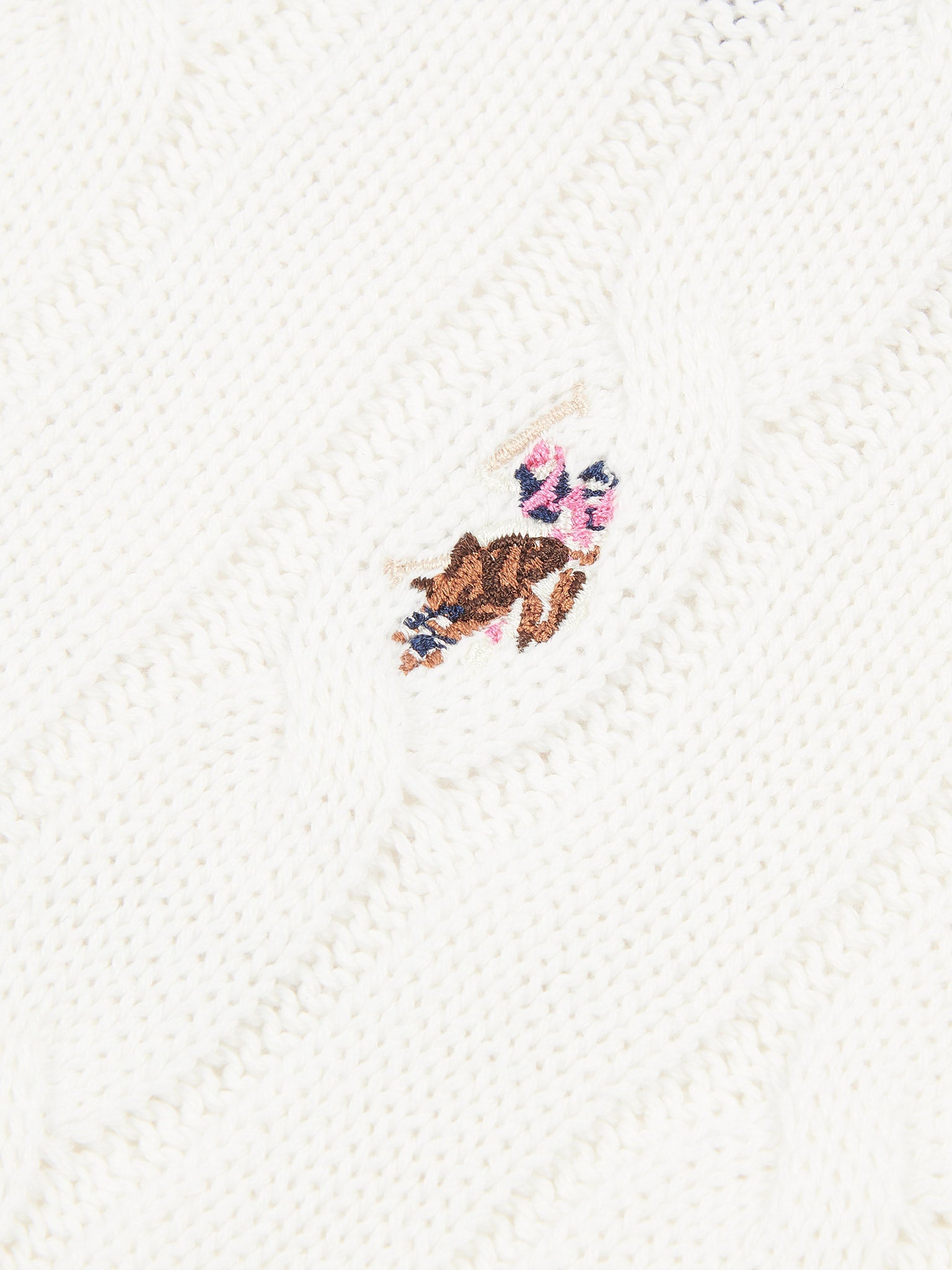 Womens Crew Neck Cable Jumper Marshmallow