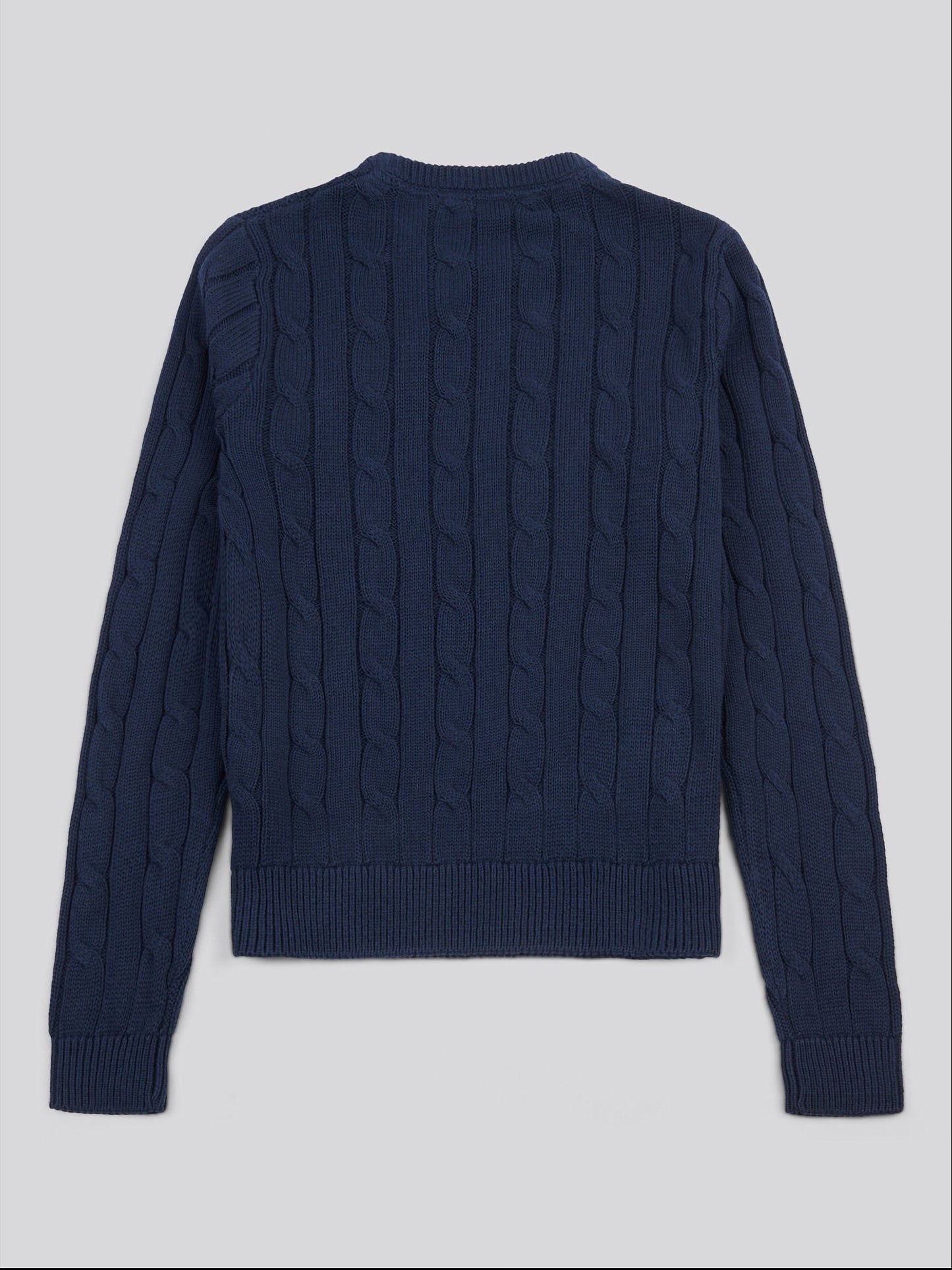 Womens Crew Neck Cable Jumper Navy Iris