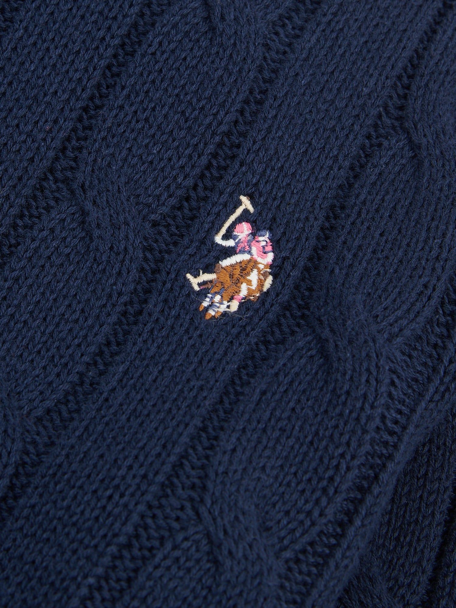 Womens Crew Neck Cable Jumper Navy Iris
