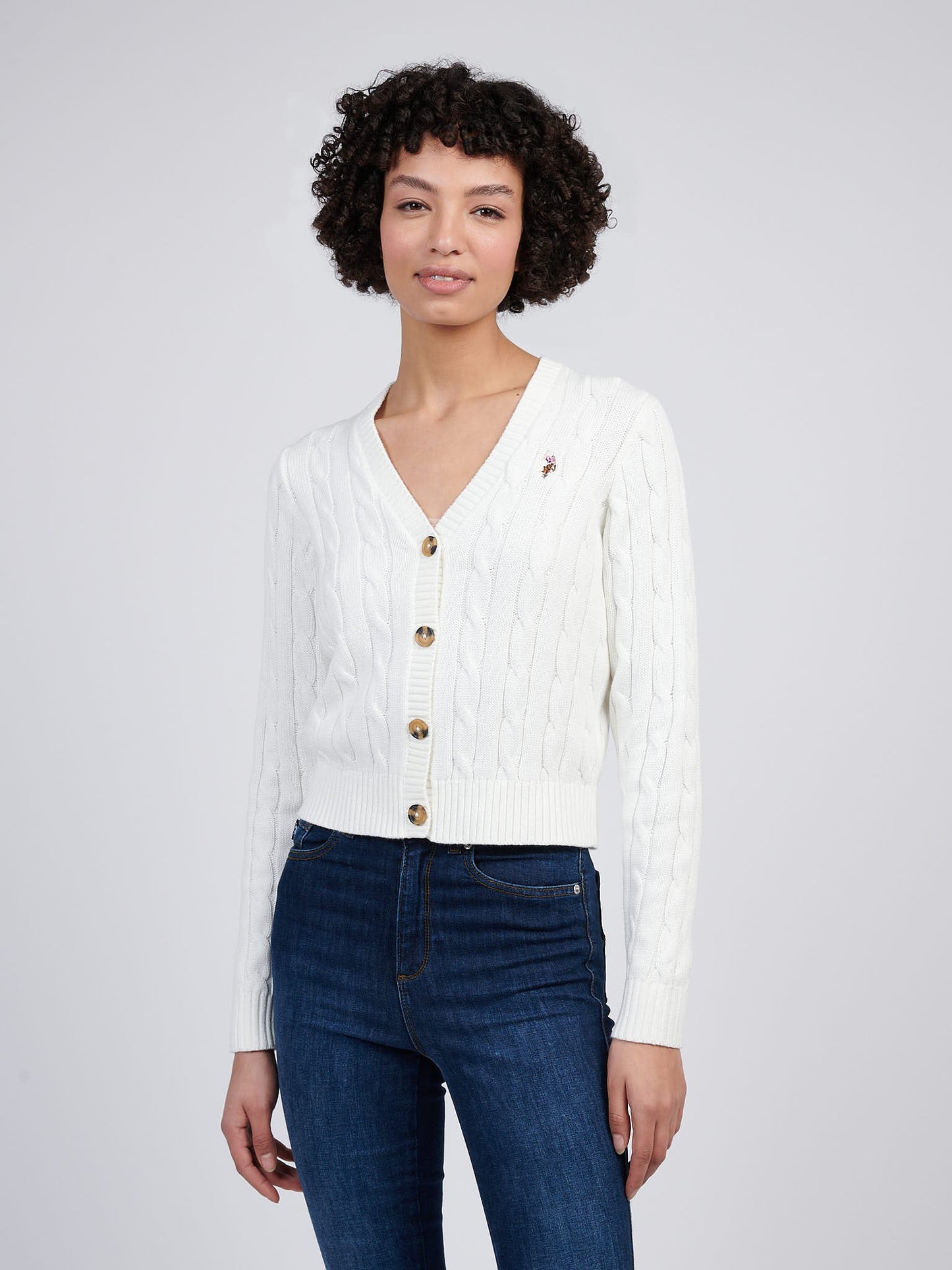 Womens Cable Knit Cardigan Marshmallow