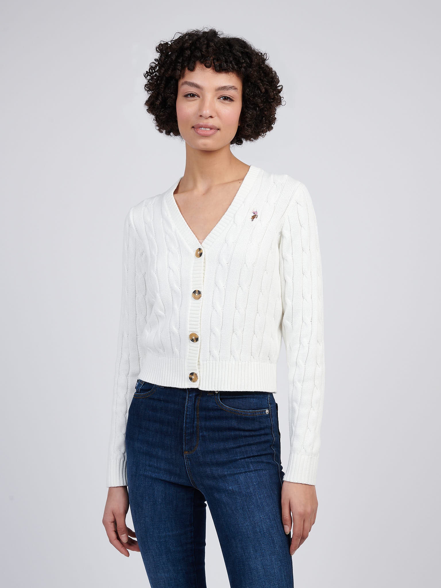 Womens Cable Knit Cardigan Marshmallow