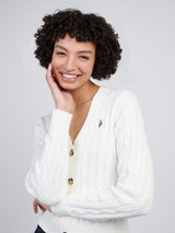 Womens Cable Knit Cardigan Marshmallow