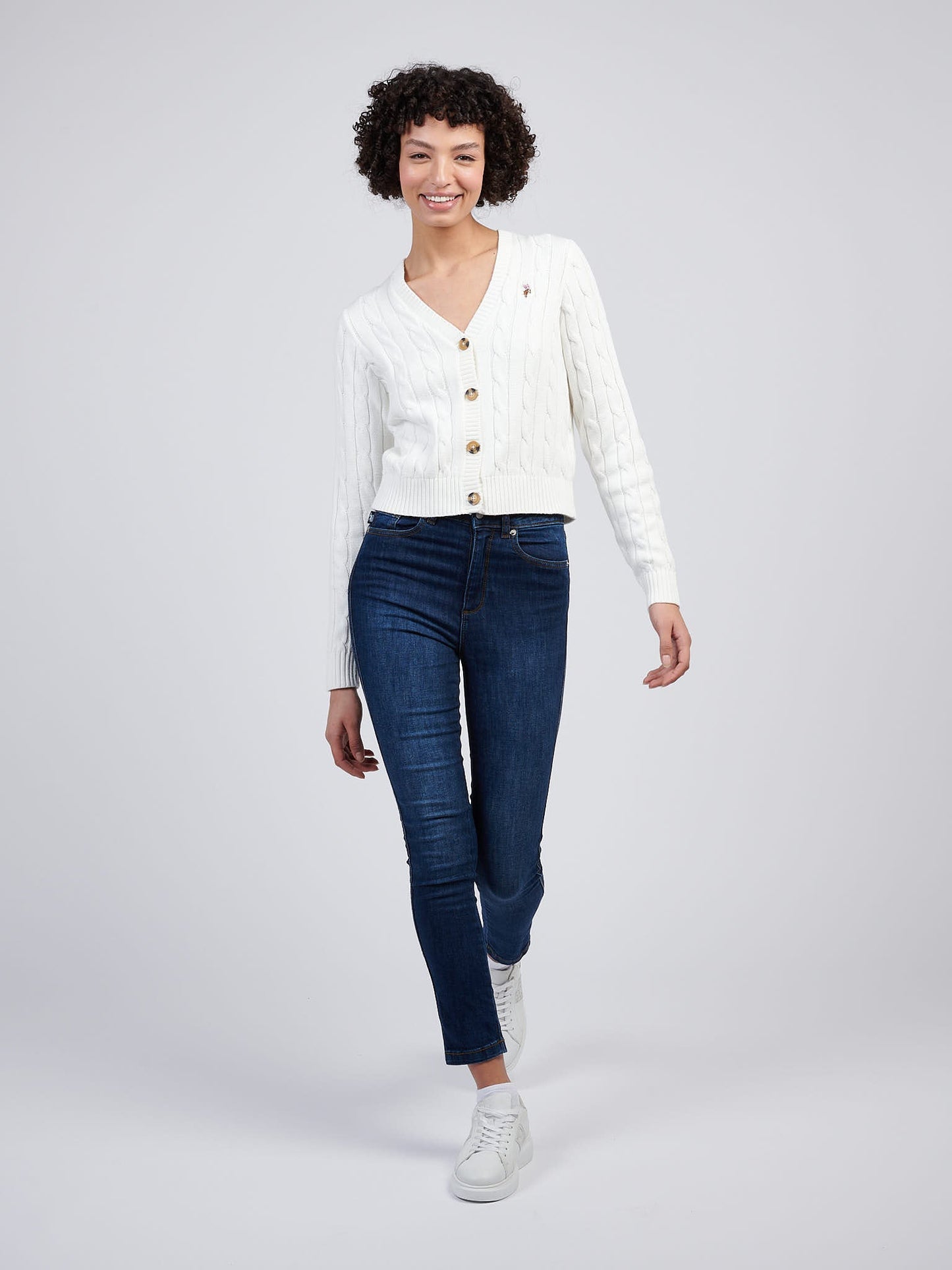 Womens Cable Knit Cardigan Marshmallow